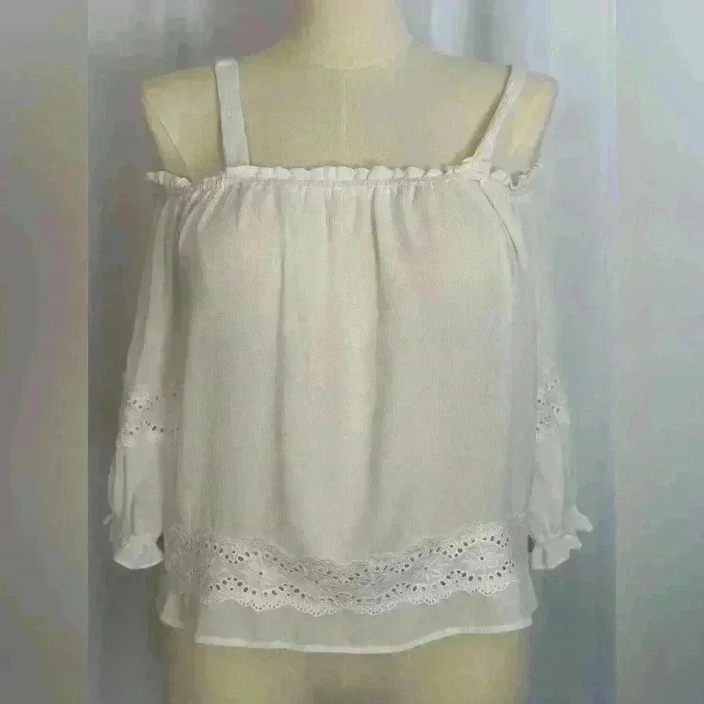 Cupio Off Shoulder White Eyelet Top (569)